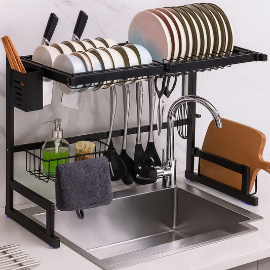 Organizador Escurridor De Platos Y Loza Sobre Lavaplatos 65cm - Acero Inoxidable Premium Casa Prática